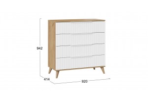 Комод Хилтон с опорами Бук матовый, Дуб Крафт золотой, Белый матовый