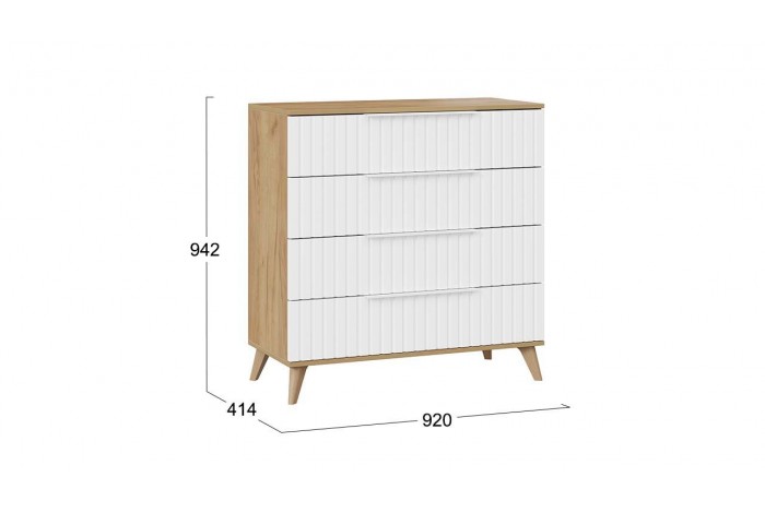 Комод «Хилтон» с опорами Бук матовый, Дуб Крафт золотой, Белый матовый