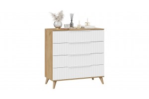 Комод Хилтон с опорами Бук матовый, Дуб Крафт золотой, Белый матовый