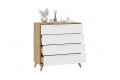 Комод «Хилтон» с опорами Бук матовый, Дуб Крафт золотой, Белый матовый