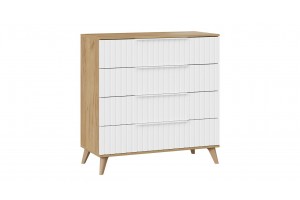 Комод Хилтон с опорами Бук матовый, Дуб Крафт золотой, Белый матовый