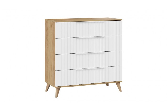 Комод «Хилтон» с опорами Бук матовый, Дуб Крафт золотой, Белый матовый