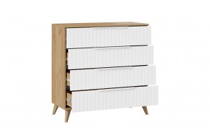 Комод Хилтон с опорами Бук матовый, Дуб Крафт золотой, Белый матовый
