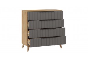 Комод Хилтон с опорами Бук матовый, Дуб Крафт золотой, Графит матовый