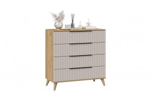 Комод Хилтон с опорами Бук матовый, Дуб Крафт золотой, Мокко матовый