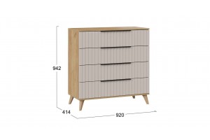 Комод Хилтон с опорами Бук матовый, Дуб Крафт золотой, Мокко матовый