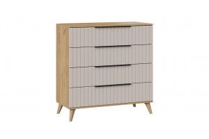 Комод Хилтон с опорами Бук матовый, Дуб Крафт золотой, Мокко матовый