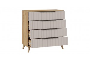 Комод Хилтон с опорами Бук матовый, Дуб Крафт золотой, Мокко матовый