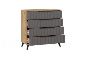 Комод Хилтон с опорами Черный матовый, Дуб Крафт золотой, Графит