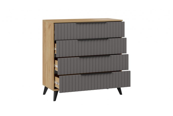 Комод «Хилтон» с опорами Черный матовый, Дуб Крафт золотой, Графит