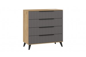 Комод Хилтон с опорами Черный матовый, Дуб Крафт золотой, Графит