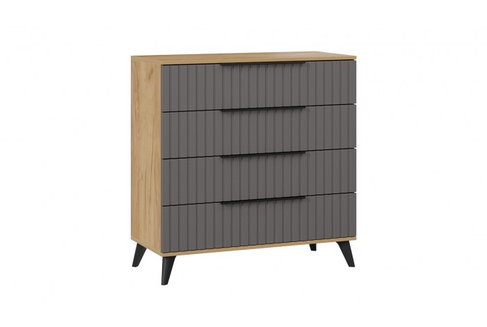 Комод «Хилтон» с опорами Черный матовый, Дуб Крафт золотой, Графит