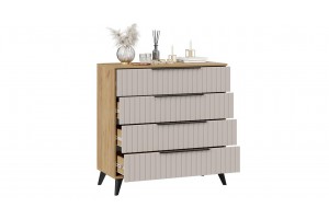 Комод Хилтон с опорами Черный матовый, Дуб Крафт золотой, Мокко матовый