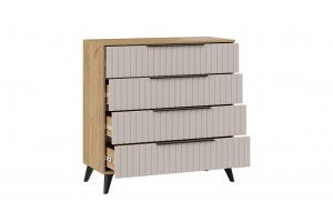 Комод Хилтон с опорами Черный матовый, Дуб Крафт золотой, Мокко матовый