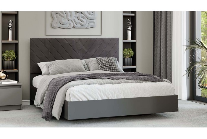 Кровать «Бетта» 1600 Тип 1 - 413.001.000 Серый графит, Велюр Серый