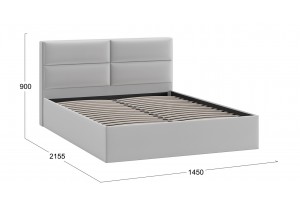 Кровать без ПМ Глосс 1400 Тип 1 без подъемного механизма Велюр Confetti Silver