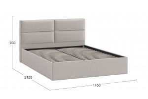 Кровать без ПМ Глосс 1400 Тип 1 без подъемного механизма Велюр Confetti Smoke