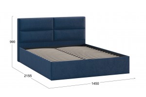 Кровать без ПМ Глосс 1400 Тип 1 без подъемного механизма Микровелюр Wellmart Blue
