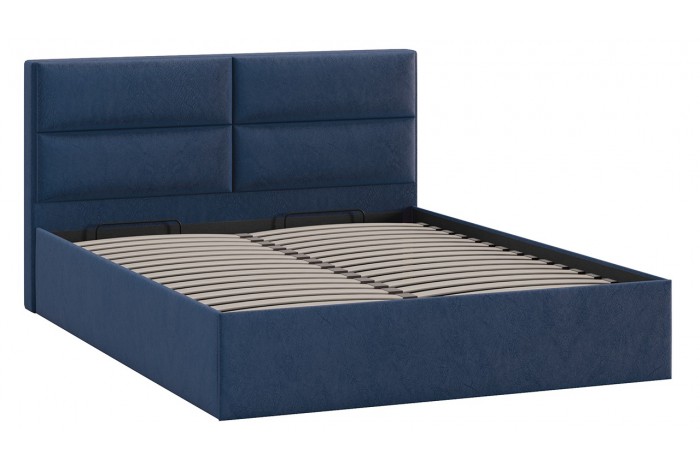 Кровать с ПМ «Глосс» 1400 Тип 1 (с подъемным механизмом) Микровелюр Wellmart Blue