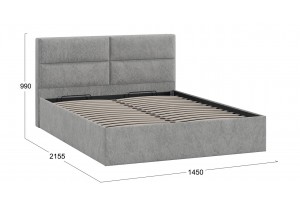 Кровать с ПМ Глосс 1400 Тип 1 с подъемным механизмом Микровелюр Wellmart Silver