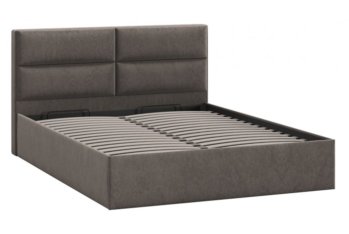 Кровать с ПМ «Глосс» 1600 Тип 1 (с подъемным механизмом) Микровелюр Wellmart Latte