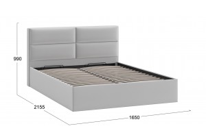 Кровать с ПМ Глосс 1600 Тип 1 с подъемным механизмом Велюр Confetti Silver