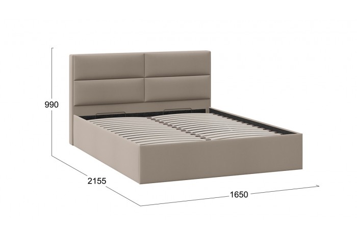 Кровать с ПМ «Глосс» 1600 Тип 1 (с подъемным механизмом) Велюр Мокко темный