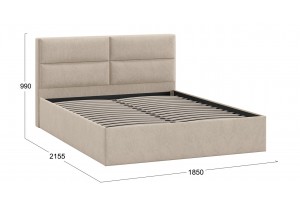 Кровать без ПМ Глосс 1800 Тип 1 без подъемного механизма Микровелюр Wellmart Dark Beige