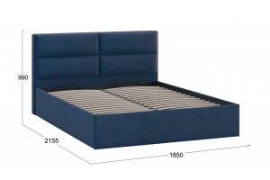 Кровать с ПМ Глосс 1800 Тип 1 с подъемным механизмом Микровелюр Wellmart Blue