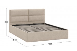 Кровать с ПМ Глосс 1800 Тип 1 с подъемным механизмом Микровелюр Wellmart Dark Beige