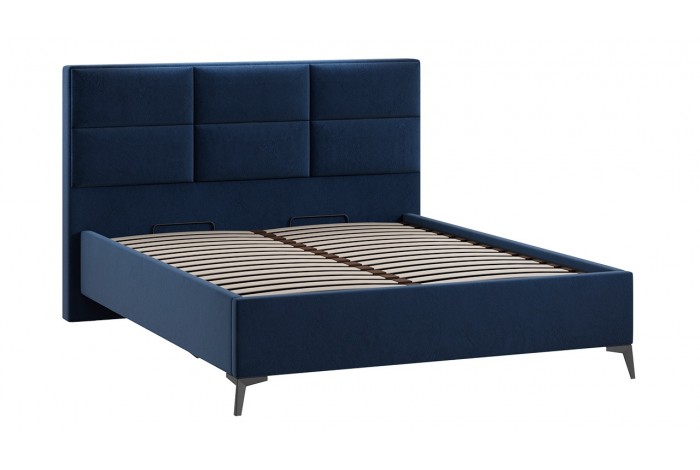 Кровать без ПМ «Делана» 1600 (без подъемного механизма) Микровелюр Wellmart Blue