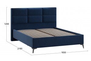 Кровать без ПМ Делана 1600 (без подъемного механизма) Микровелюр Wellmart Blue