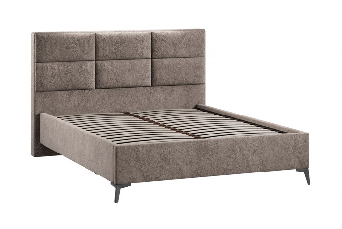 Кровать без ПМ «Делана» 1600 (без подъемного механизма) Микровелюр Wellmart Latte