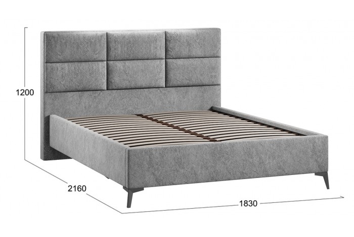 Кровать без ПМ «Делана» 1600 (без подъемного механизма) Микровелюр Wellmart Silver