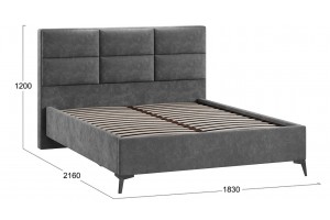 Кровать без ПМ Делана 1600 (без подъемного механизма) Велюр Brut Grey 16