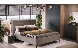 Кровать без ПМ Делана 1600 (без подъемного механизма) Велюр Brut Mocco 06