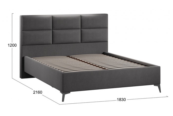 Кровать без ПМ «Делана» 1600 (без подъемного механизма) Велюр Графит