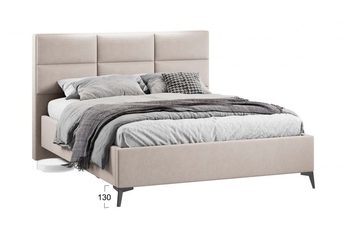 Кровать без ПМ «Делана» 1600 (без подъемного механизма) Велюр Мокко светлый