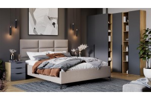 Кровать с ПМ Делана 1600 (с подъемным механизмом) Микрошенилл Relax Latte