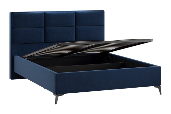 Кровать с ПМ «Делана» 1600 (с подъемным механизмом) Микровелюр Wellmart Blue