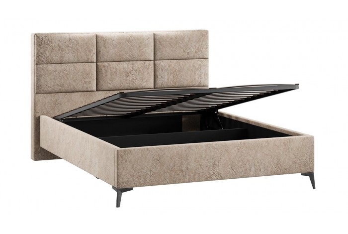 Кровать с ПМ «Делана» 1600 (с подъемным механизмом) Микровелюр Wellmart Dark Beige