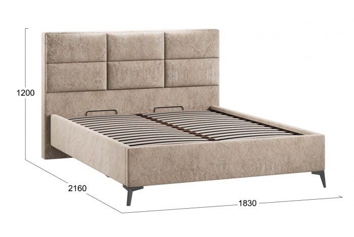 Кровать с ПМ «Делана» 1600 (с подъемным механизмом) Микровелюр Wellmart Dark Beige