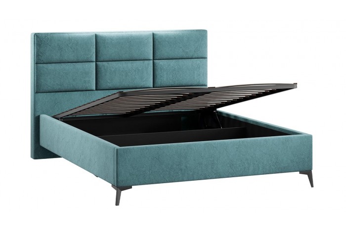 Кровать с ПМ «Делана» 1600 (с подъемным механизмом) Микровелюр Wellmart Indigo