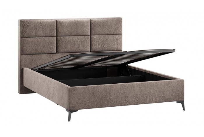 Кровать с ПМ «Делана» 1600 (с подъемным механизмом) Микровелюр Wellmart Latte