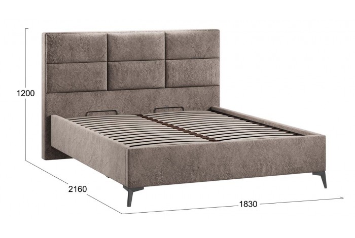 Кровать с ПМ «Делана» 1600 (с подъемным механизмом) Микровелюр Wellmart Latte