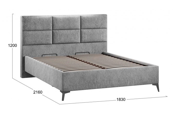 Кровать с ПМ «Делана» 1600 (с подъемным механизмом) Микровелюр Wellmart Silver