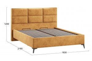 Кровать с ПМ Делана 1600 (с подъемным механизмом) Микровелюр Wellmart Yellow