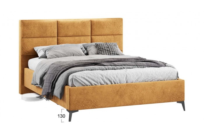 Кровать с ПМ «Делана» 1600 (с подъемным механизмом) Микровелюр Wellmart Yellow