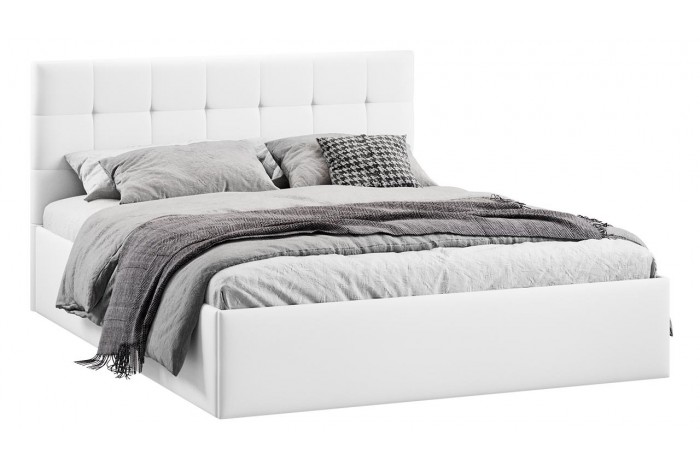 Кровать без ПМ «Джоли» 1400 Тип 1 (без подъемного механизма) Экокожа Polo white