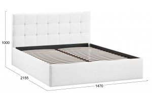 Кровать с ПМ Джоли 1400 Тип 1 (с подъемным механизмом) Экокожа Polo white